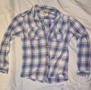 Plaid Button Down Thick Pink And Blue Flannel By Urban Pipeline